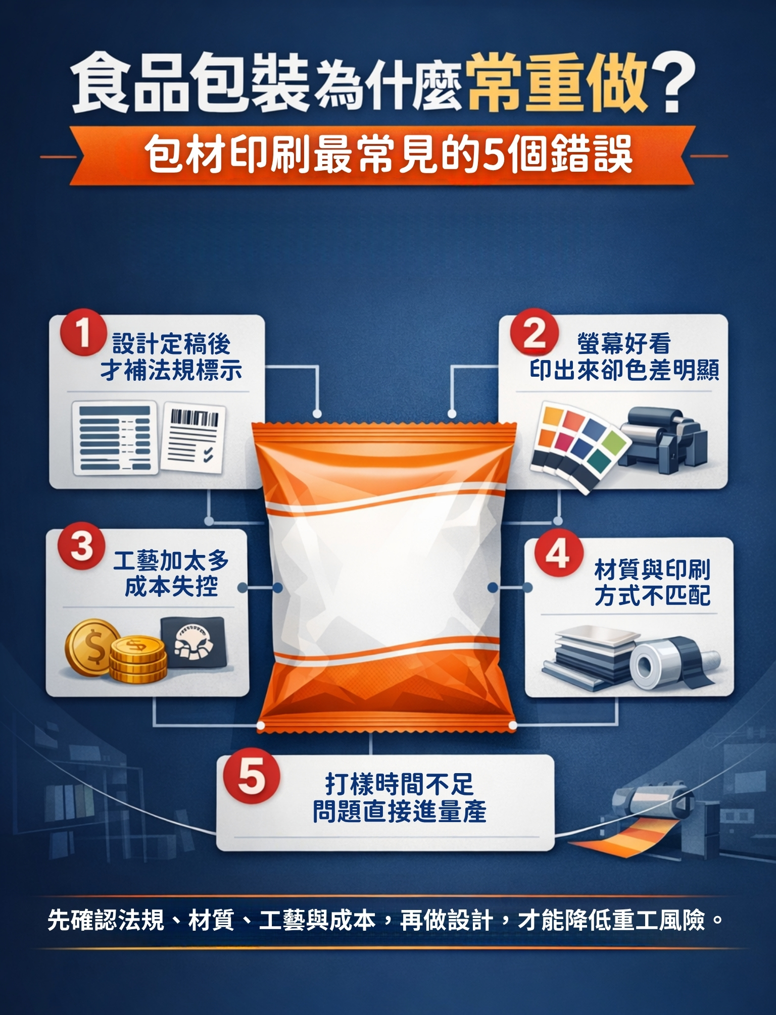 食品包材設計常見問題有哪些？彩藝印刷5大錯誤與解決方式